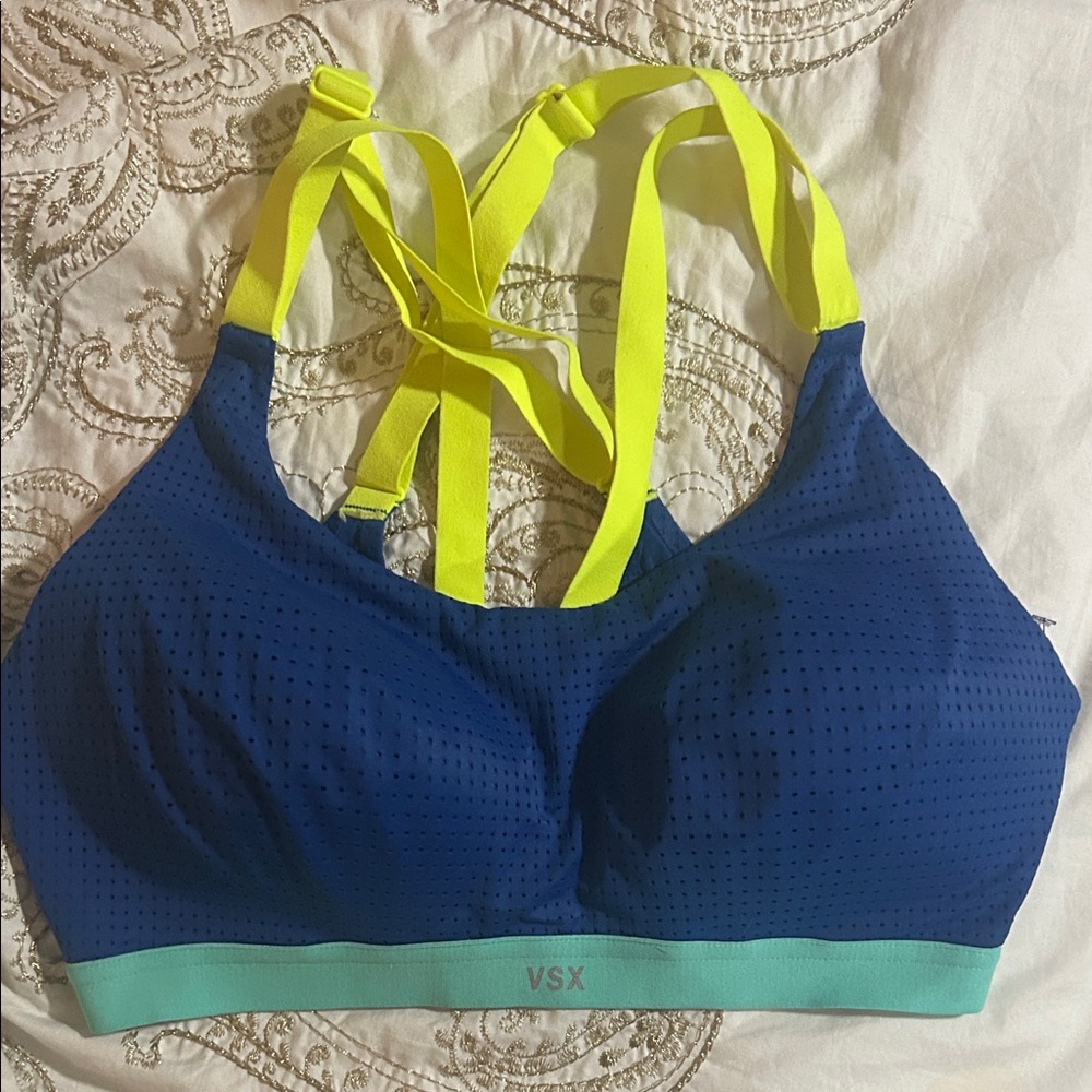 VSX Navy and Neon Yellow Sports Bra